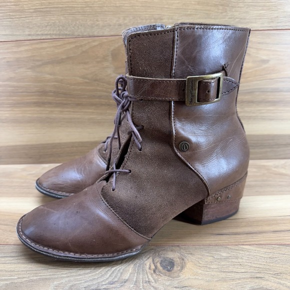 Sergio Tomani Womens Boots 9 9.5 EU 40 Brown Leather Lace Up Block Heel - Picture 2 of 11